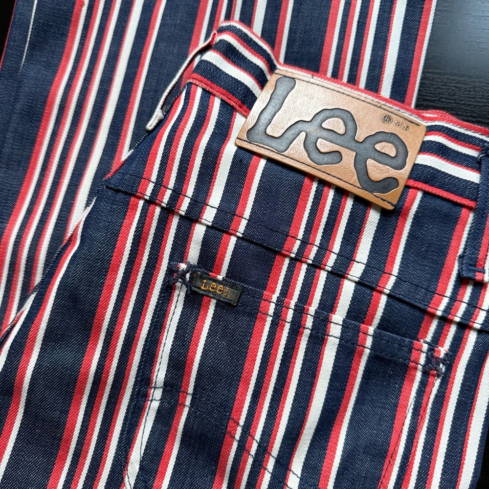 Vintage Lee USA Striped Pants Red White Blue High Rise Straight Leg - Picture 8 of 11